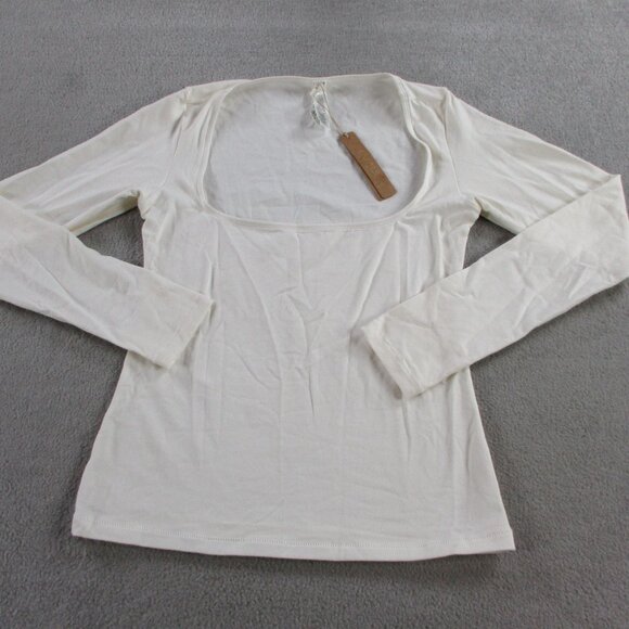 SKIMS Cotton Jersey Long Sleeve Scoop Neck T Shirt Womens Medium Marble Top NWT - Picture 2 of 9